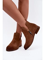 Kožené semišové kotníkové boty model 22366571 světle hnědé - VINCEZA