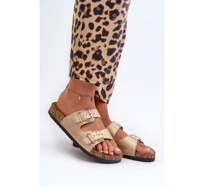 Dámske papuče Fronila so zlatými prackami