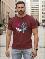 Pánske bavlnené streetwearové tričko bordové FashionStreet NX5100R