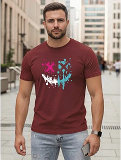 Pánske bavlnené streetwearové tričko bordové FashionStreet NX5100R