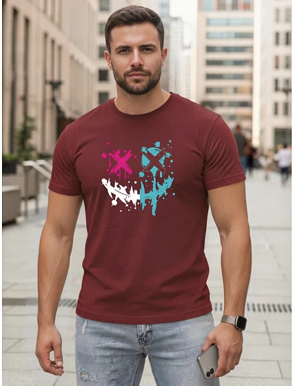 Pánske bavlnené streetwearové tričko bordové FashionStreet NX5100R