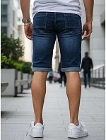 Pánske džínsové šortky s elastickým pásom tmavomodré FashionStreet SX2613
