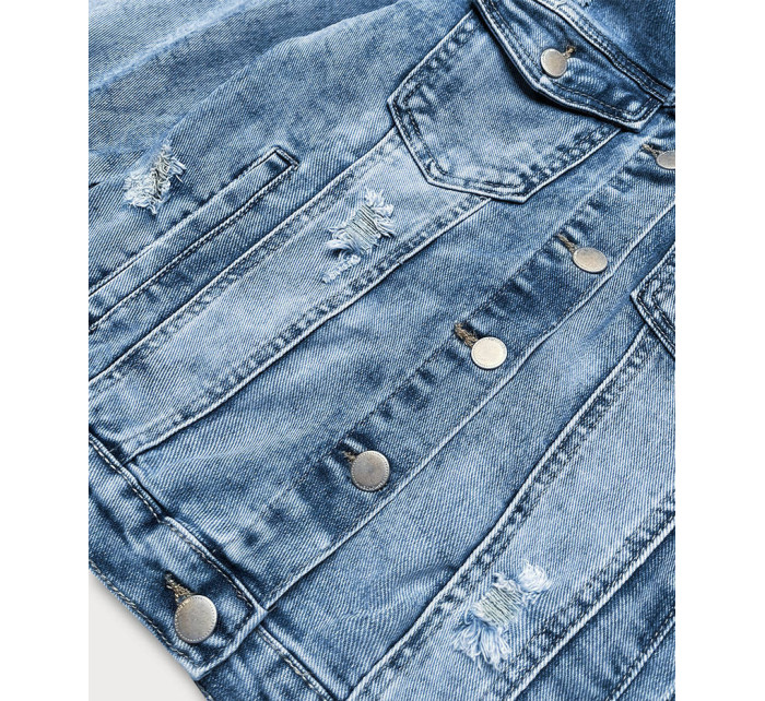 Svetlomodrá dámska džínsová bunda s golierom (GD8631-K)