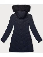 Dámska prešívaná zimná bunda s kapucňou LHD tmavomodrá (2M-057)