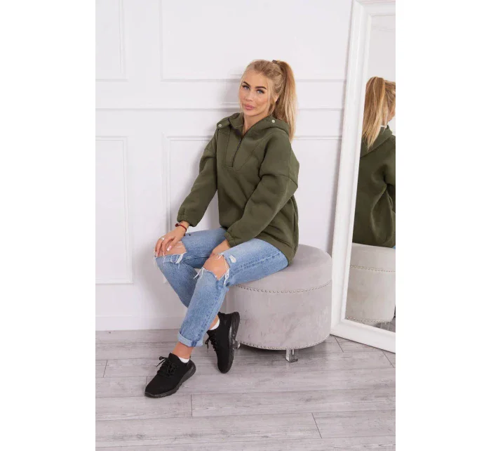 Khaki mikina s kapucňou