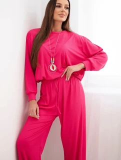 Dámska viskózna mikina a široké nohavice fuchsiová