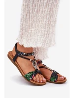 Dámské Ploché Sandály S Páskem A Dekorací Černé model 21693414 - Artiker