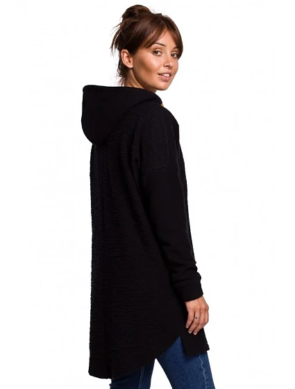 Pletený svetr se lemem černý model 15105684 - BeWear