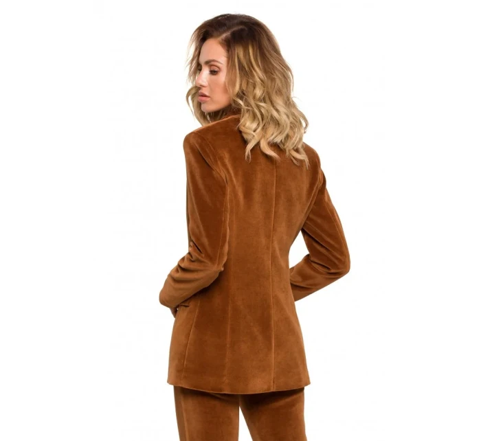 M643 Zamatové sako s jedným gombíkom - bordové