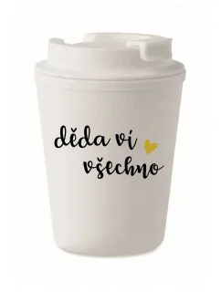 DĚDA VÍ VŠECHNO - bílý termohrnek 300 ml