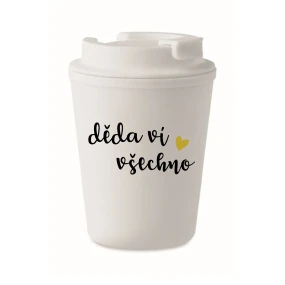 DĚDA VÍ VŠECHNO - bílý termohrnek 300 ml