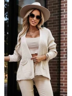 630-1 Teplý sveter s vreckami a rebrovanými manžetami - béžový 630-1 Teplý sveter s vreckami a rebrovanými manžetami - béžový