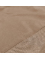 Tenká krátka dámska tepláková mikina v cappuccino farbe (8B938-91)
