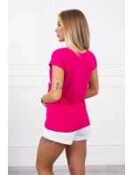 Blúzka s potlačou pier fuchsiová