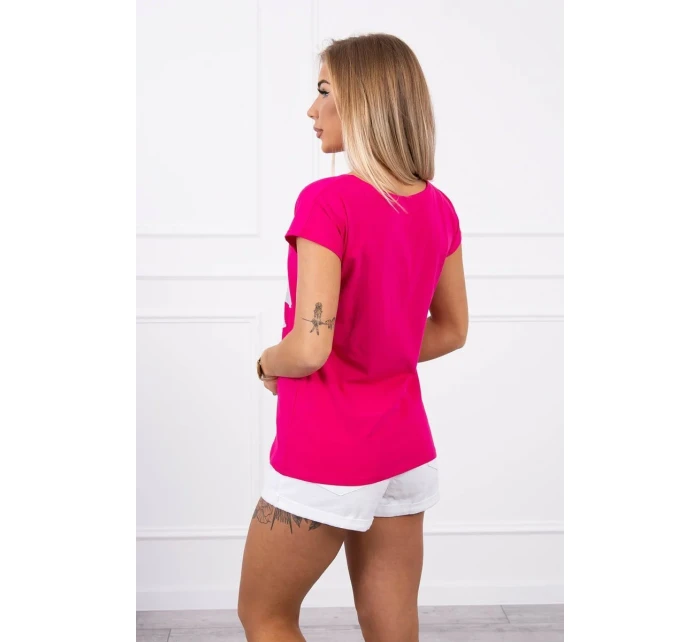 Blúzka s potlačou pier fuchsiová