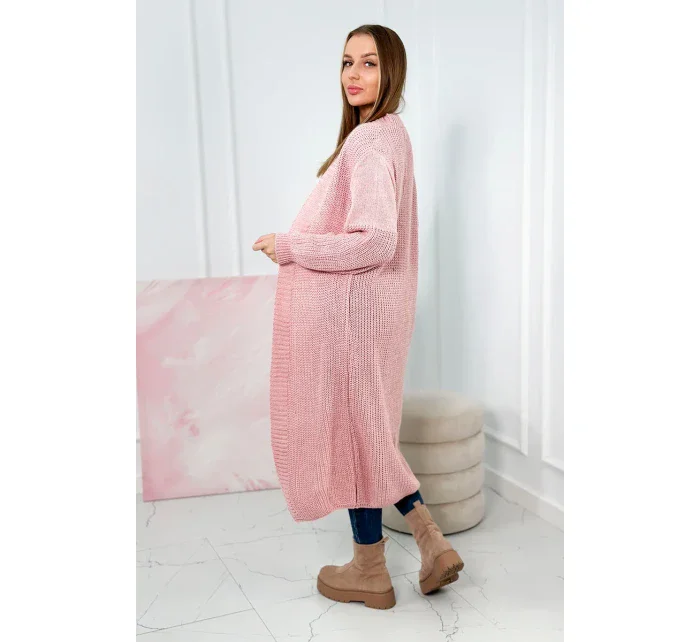 Svetr dlouhý kardigan pudrově růžový Svetr dlouhý kardigan pudrově růžový