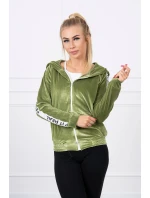 Velurová mikina s kapucí zelená Velurová mikina s kapucí zelená