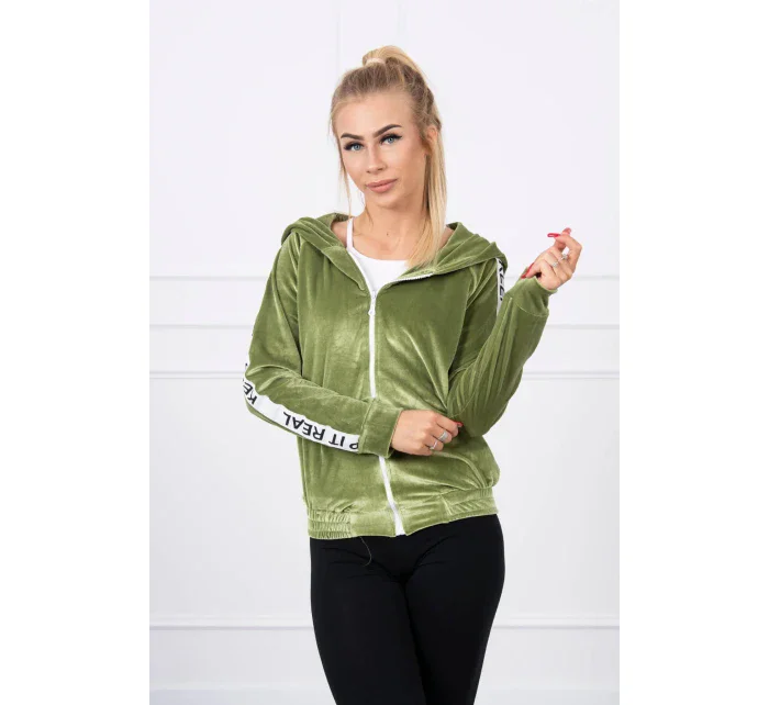 Velurová mikina s kapucí zelená Velurová mikina s kapucí zelená