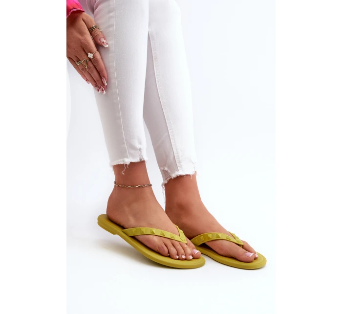 Płaskie Elastyczne Klapki Japonki Damskie ZAXY JJ285253 Limonkowe