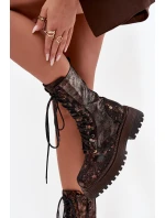 Dámské Kožené Workery Work Shoes Maciejka 06203-32 Hnědo Zlato