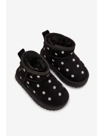 Dětské sněhule s květinami černé Gracina