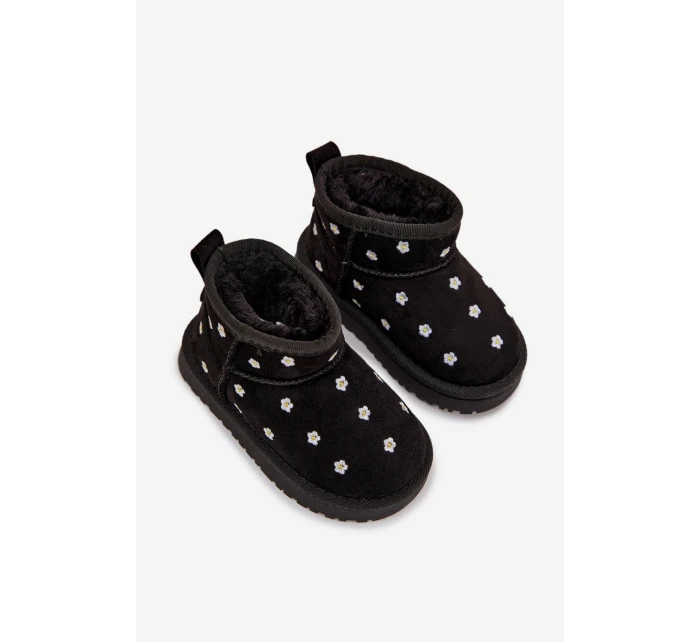 Dětské sněhule s květinami černé Gracina