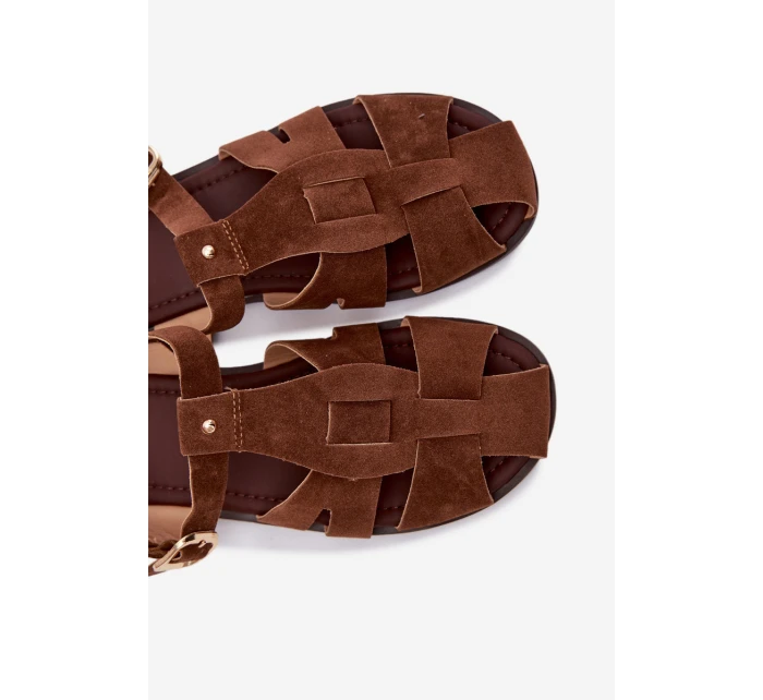 Dámské sandály Ploché Hnědé model 21960883 - Boto