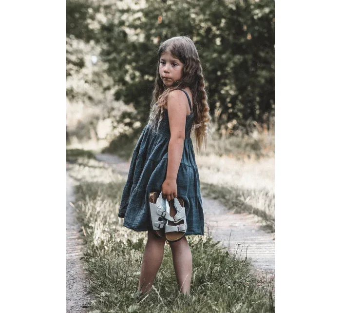 Detské sandále na korkovej platforme, zapínanie na suchý zips, sivé Rorria