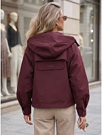 Dámska prechodná bunda s kapucňou, vínová, FashionStreet TY5964