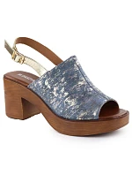 Dámske sandále na podpätku denim gold M.Daszynski MR23126-7