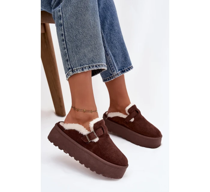 Ženské Sněhule S Kožešinou A Přezkou Na Platformě Čokoládové model 21757740 - Boto