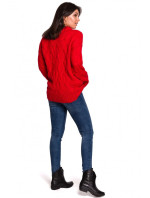 BK038 Pletený plisovaný sveter - červený