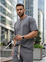 Pánska letná tepláková súprava s potlačou šedá FashionStreet AX0818