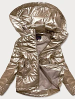 Lesklá dámska oversize bunda vo farbe kapučíno (2021-06)