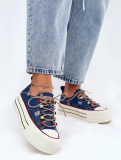 Trampki Damskie Na Platformie GOE RR2N4103 Granatowe