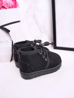 Dívčí šněrovací Sněhové Boty S Kožešinou černé Hunter