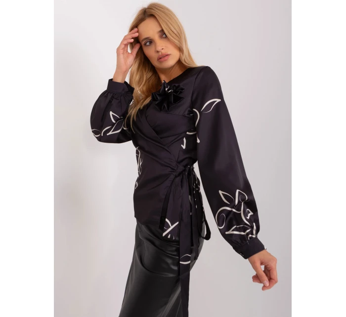 Dámská halenka LK BZ model 21755601 Černá vzor - FPrice Dámská halenka LK BZ model 21755601 Černá vzor - FPrice