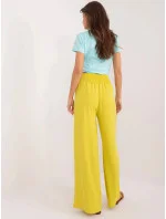 Žluté široké dámské kalhoty s gumou v pase model 20102265 - Factory Price