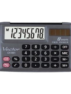 Vrecková kalkulačka Vector KAV CH-861, 8-miestna, 87x58 mm, čierna