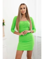 Šaty s knoflíkovým výstřihem zelené neonové Šaty s knoflíkovým výstřihem zelené neonové
