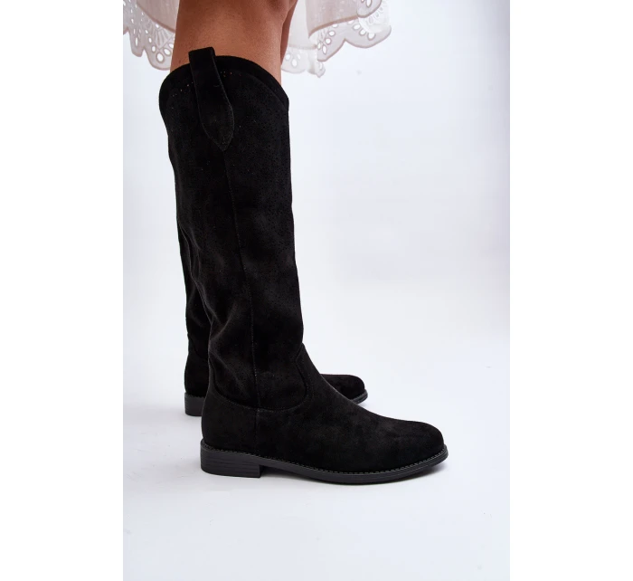 S.Barski HY66-132 Kozaki Damskie Ażurowe Czarne