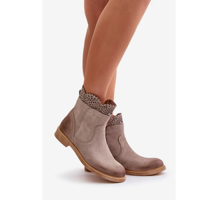 Niskie Botki Damskie Na Płaskim Obcasie Zamszowe Lewski 3624 Cappucino Niskie Botki Damskie Na Płaskim Obcasie Zamszowe Lewski 3624 Cappucino