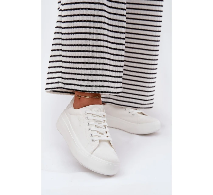 Materiałowe Trampki Damskie Na Platformie Big Star RR274463 Białe