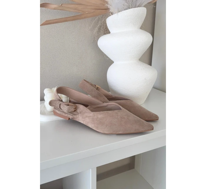 Dámské baleríny s přezkou béžové Tanelia