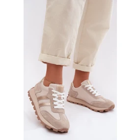 Kožené dámské tenisky na platformě S.Barski LR61-7096 Béžové