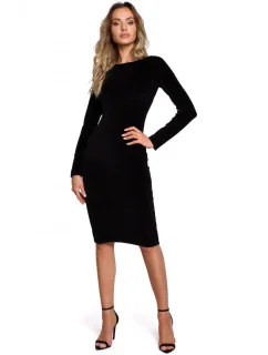 model 15107452 Sametové tužkové šaty černé - Moe