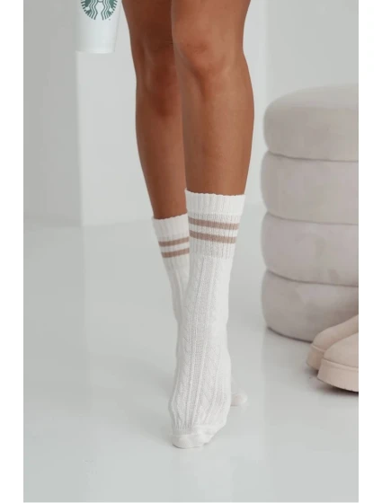 Dámske ponožky s prúžkami - ecru Dámske ponožky s prúžkami - ecru