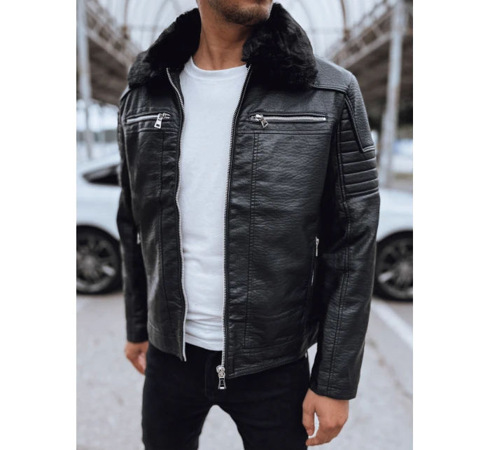 Pánská kožená bunda černá Dstreet TX4710