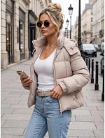 Dámska zimná prešívaná bunda s kapucňou, svetlo béžová, FashionStreet TY5746 Dámska zimná prešívaná bunda s kapucňou, svetlo béžová, FashionStreet TY5746