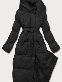 Čierna dámska zimná preložená obálková bunda (5M737-392)